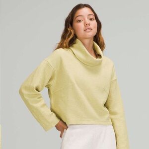 Lululemon ribbed funnel cowl neck pullover heathered dew green
